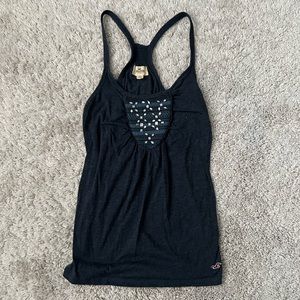 Navy Embellished Tank Top